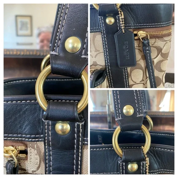 Coach Vintage Legacy 65th Anniversary Gigi turnlock tote bag,brown,black leather - Picture 9 of 16